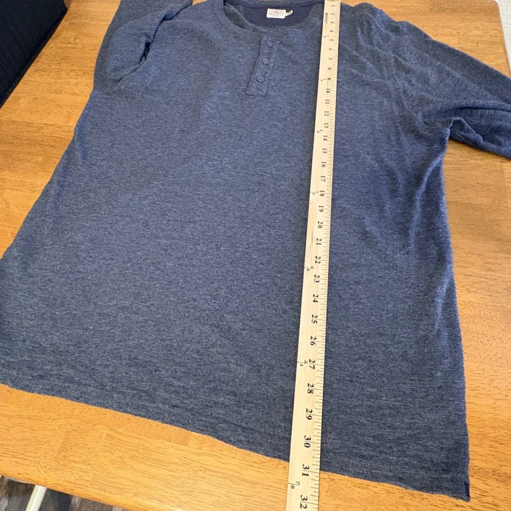 Faherty Mens XL Henley Shirt Blue Long Sleeve 100% Cotton Heathered Ribbed Cuff